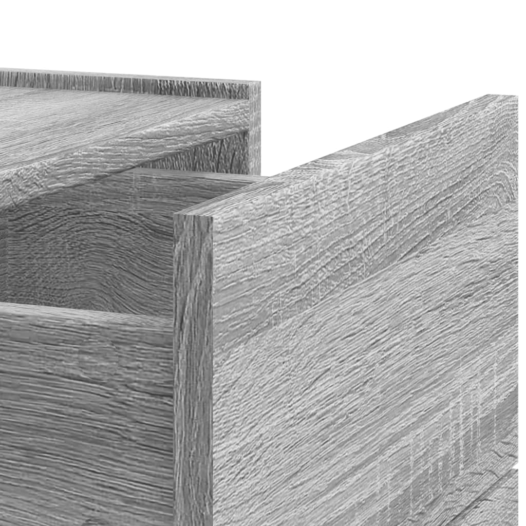 Κομοδίνα Επιτοίχια 2 τεμ. Γκρι Sonoma 45x30x35 εκ.