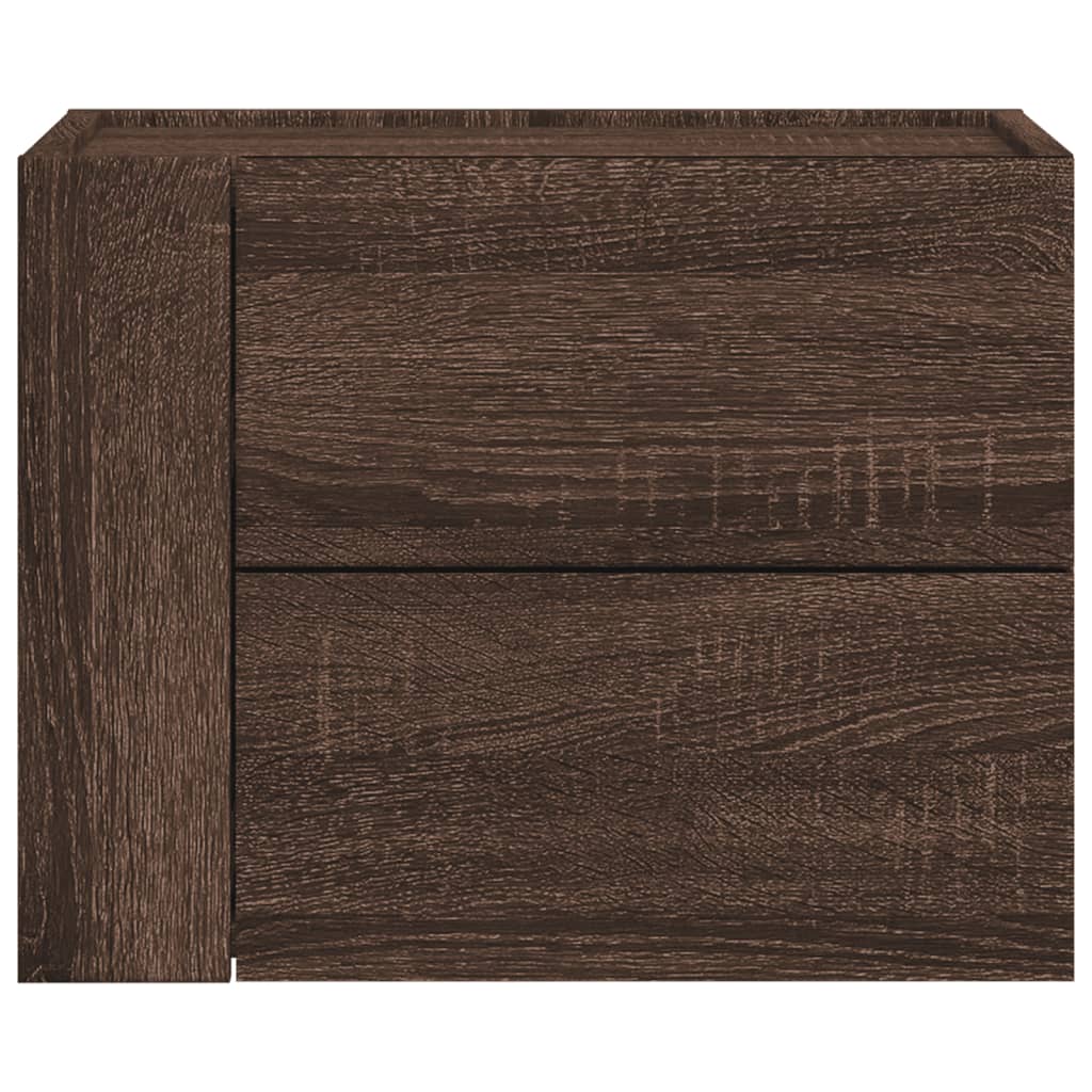 Κομοδίνα Επιτοίχια 2 τεμ. Καφέ Δρυς 45x30x35 εκ.