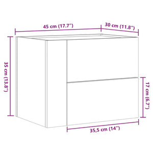 Κομοδίνα Επιτοίχια 2 τεμ. Καφέ Δρυς 45x30x35 εκ.