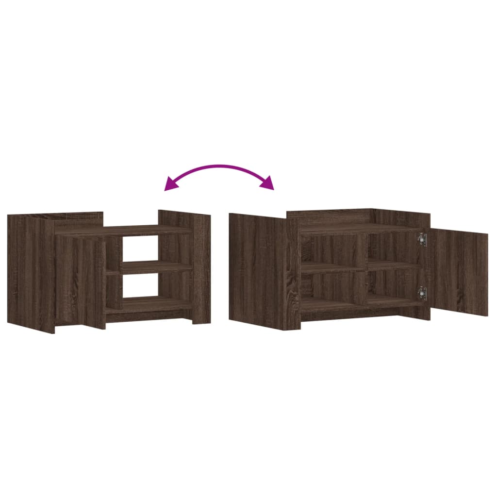 Τραπεζάκι Σαλονιού Καφέ Δρυς 80x50x50 εκ. από Επεξεργ. Ξύλο