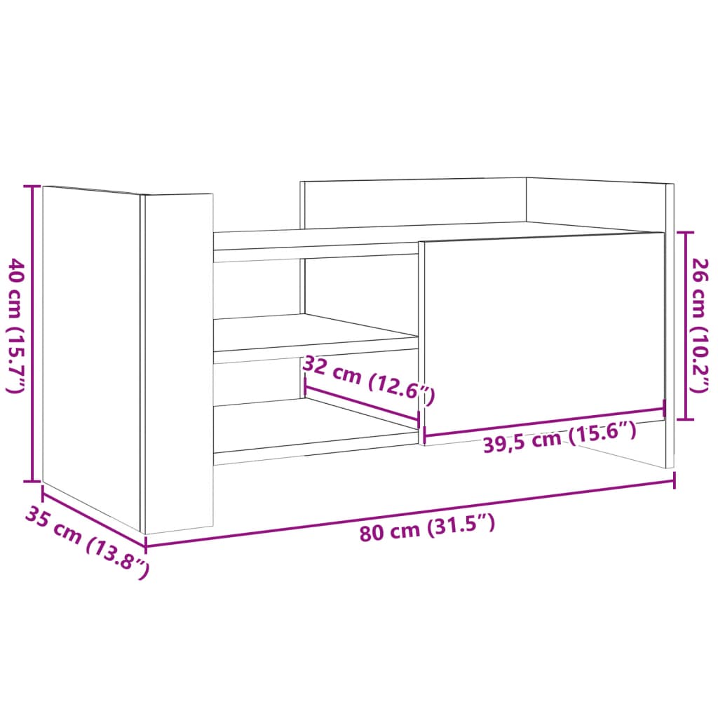 Έπιπλο Τηλεόρασης Καφέ Δρυς 80x35x40 εκ. από Επεξεργ. Ξύλο