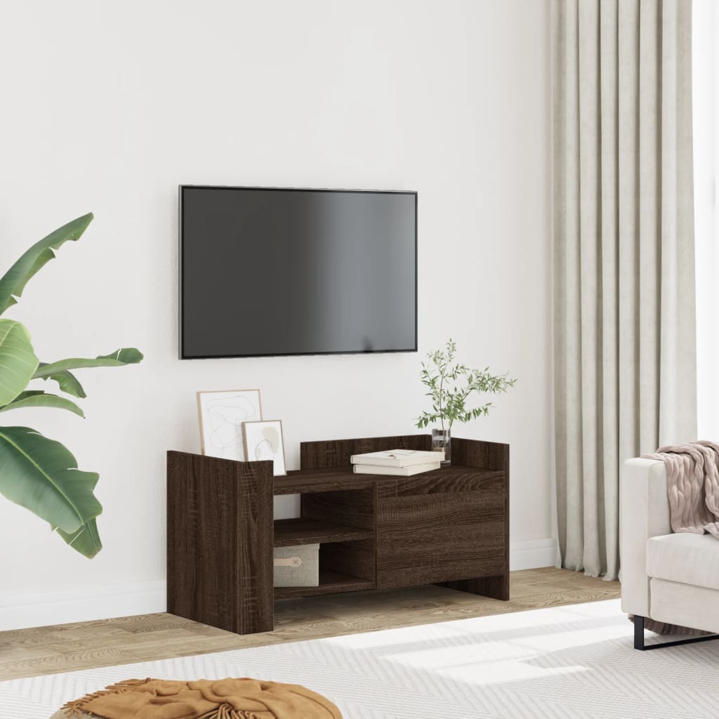 Έπιπλο Τηλεόρασης Καφέ Δρυς 80x35x40 εκ. από Επεξεργ. Ξύλο