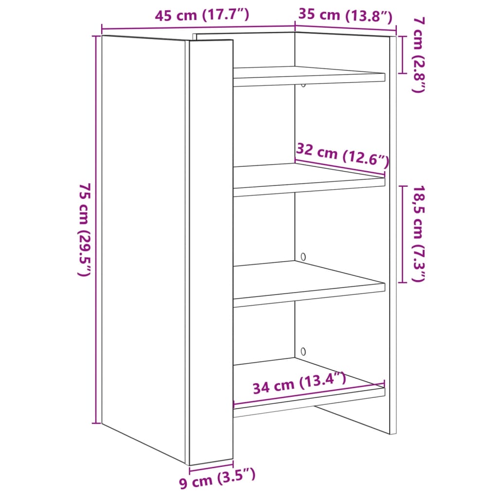 Ραφιέρα Γκρι Sonoma 45x35x75 εκ. από Επεξεργασμένο Ξύλο