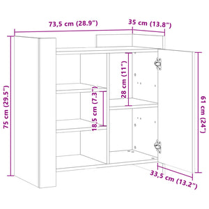 Μπουφές Καπνιστή Δρυς 73,5x35x75 εκ. Επεξεργασμένο Ξύλο