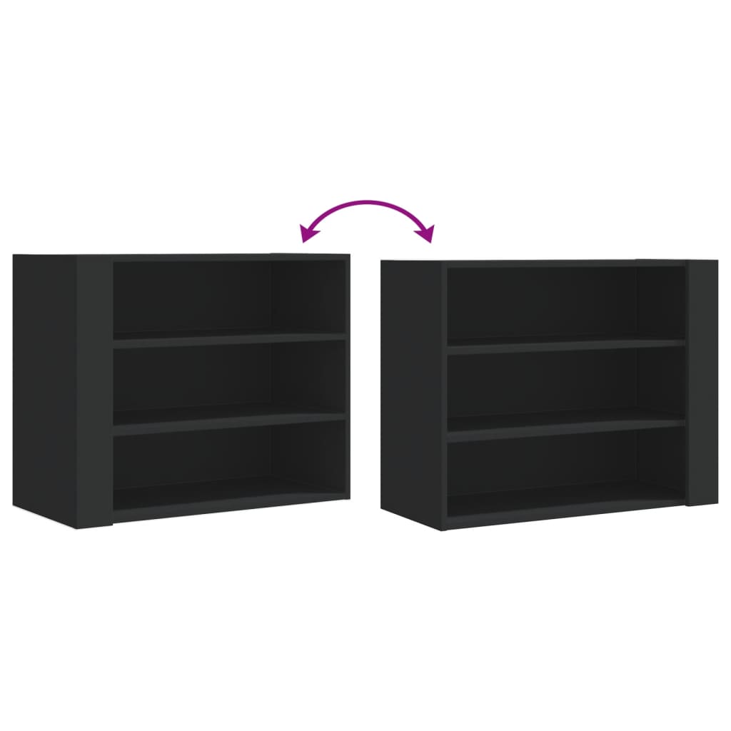 Ντουλάπι Τοίχου Μαύρο 75x35x60 εκ. από Επεξεργασμένο Ξύλο