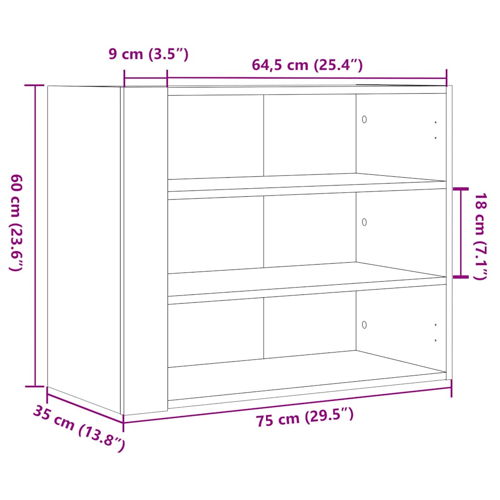 Ντουλάπι Τοίχου Γκρι Σκυρ. 75x35x60 εκ. Επεξεργασμένο Ξύλο