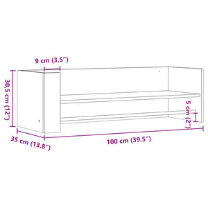 Ράφι Τοίχου Sonoma Δρυς 100x35x30,5 εκ. Επεξεργασμένο Ξύλο - Pakobazaar