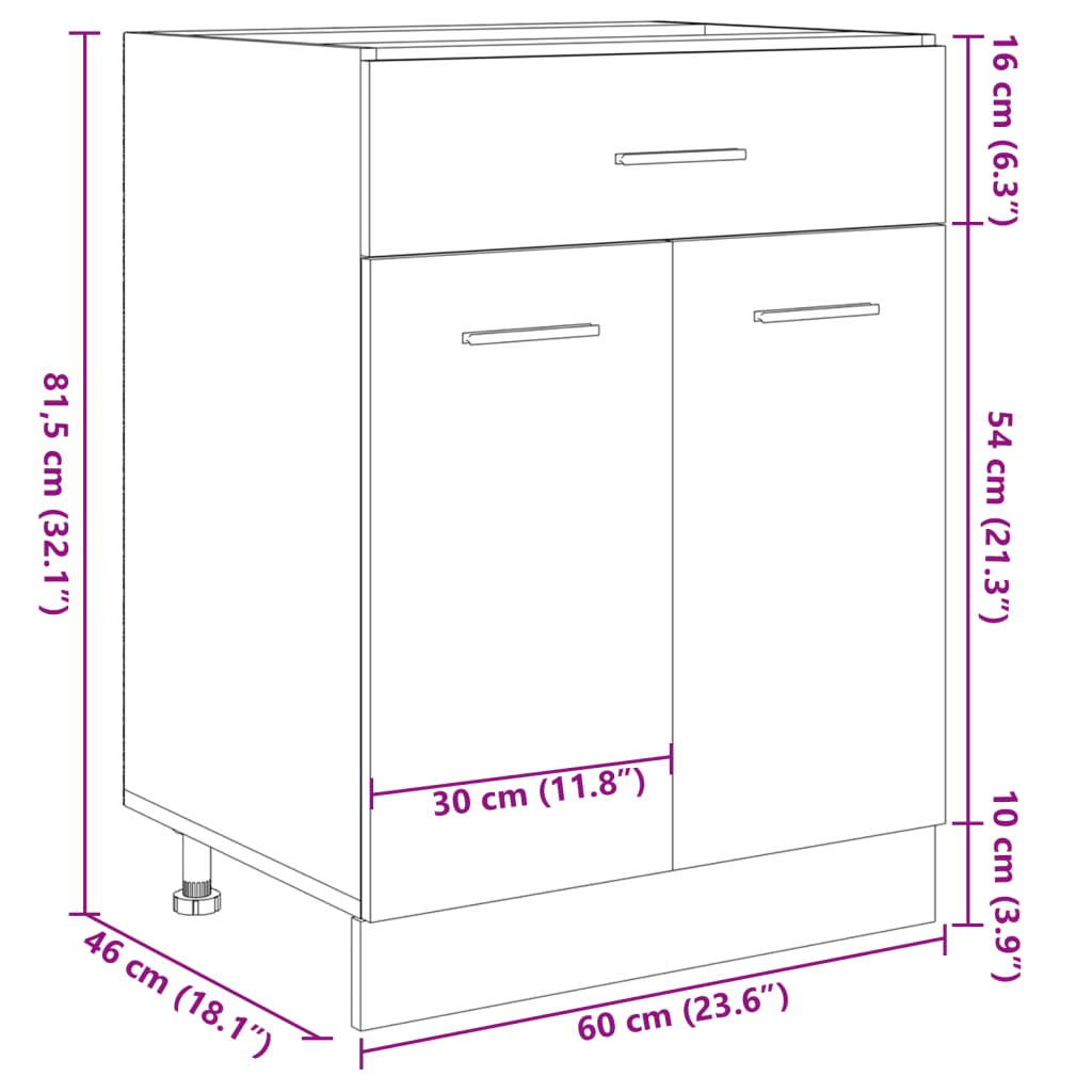 Ντουλάπι με Συρτάρια "Lyon" Χρώμα Sonoma Δρυς 60x46x81,5 εκ. από Τεχνητό Ξύλο