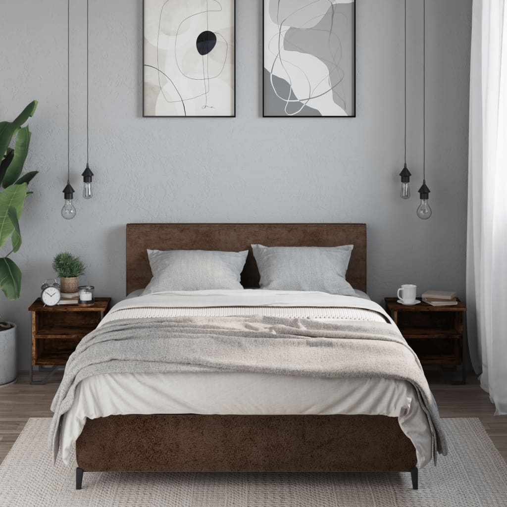 Κομοδίνο Καπνιστή Δρυς 2 τεμ. 40x30x40 εκ. Επεξεργασμένο Ξύλο