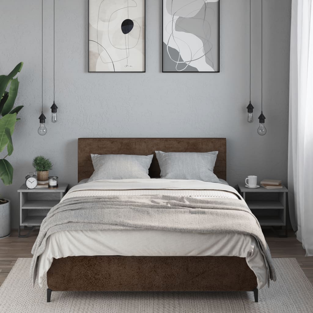 Κομοδίνο Χρώμα 2 τεμ. Γκρι Sonoma 40x30x40 εκ. από Επεξ. Ξύλο - Pakobazaar