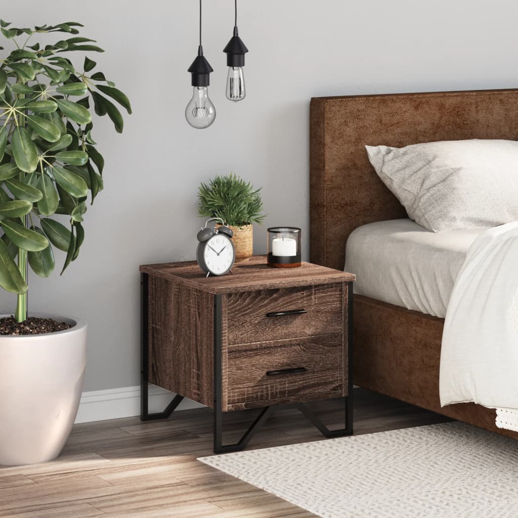 Κομοδίνο Καφέ Δρυς 40x41x40 εκ. από Επεξεργασμένο Ξύλο