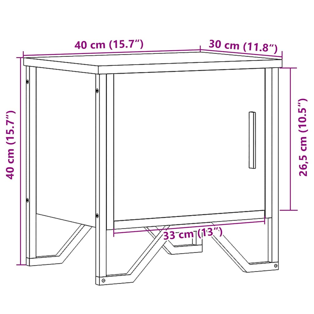 Κομοδίνο Χρώμα Sonoma Δρυς 40 x 30 x 40 εκ. από Επεξ. Ξύλο