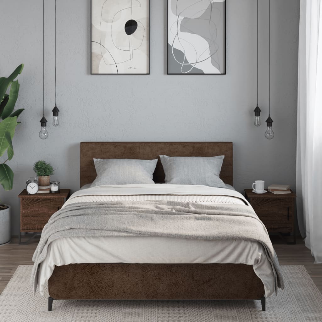 Κομοδίνα 2 τεμ. Καφέ Δρυς 40x30x40 εκ. από Επεξεργ. Ξύλο