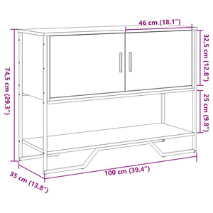 Τραπέζι Κονσόλα Γκρι Sonoma 100x35x74,5 εκ. Επεξεργασμένο Ξύλο - Pakobazaar