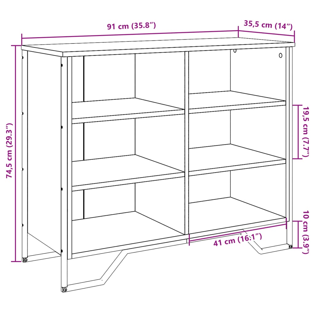 Μπουφές Γκρι Sonoma 91x35,5x74,5 εκ. από Επεξεργασμένο Ξύλο - Pakobazaar