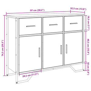 Ντουλάπι Γκρι Sonoma 97x32,5x74,5 εκ. από Επεξεργασμένο Ξύλο