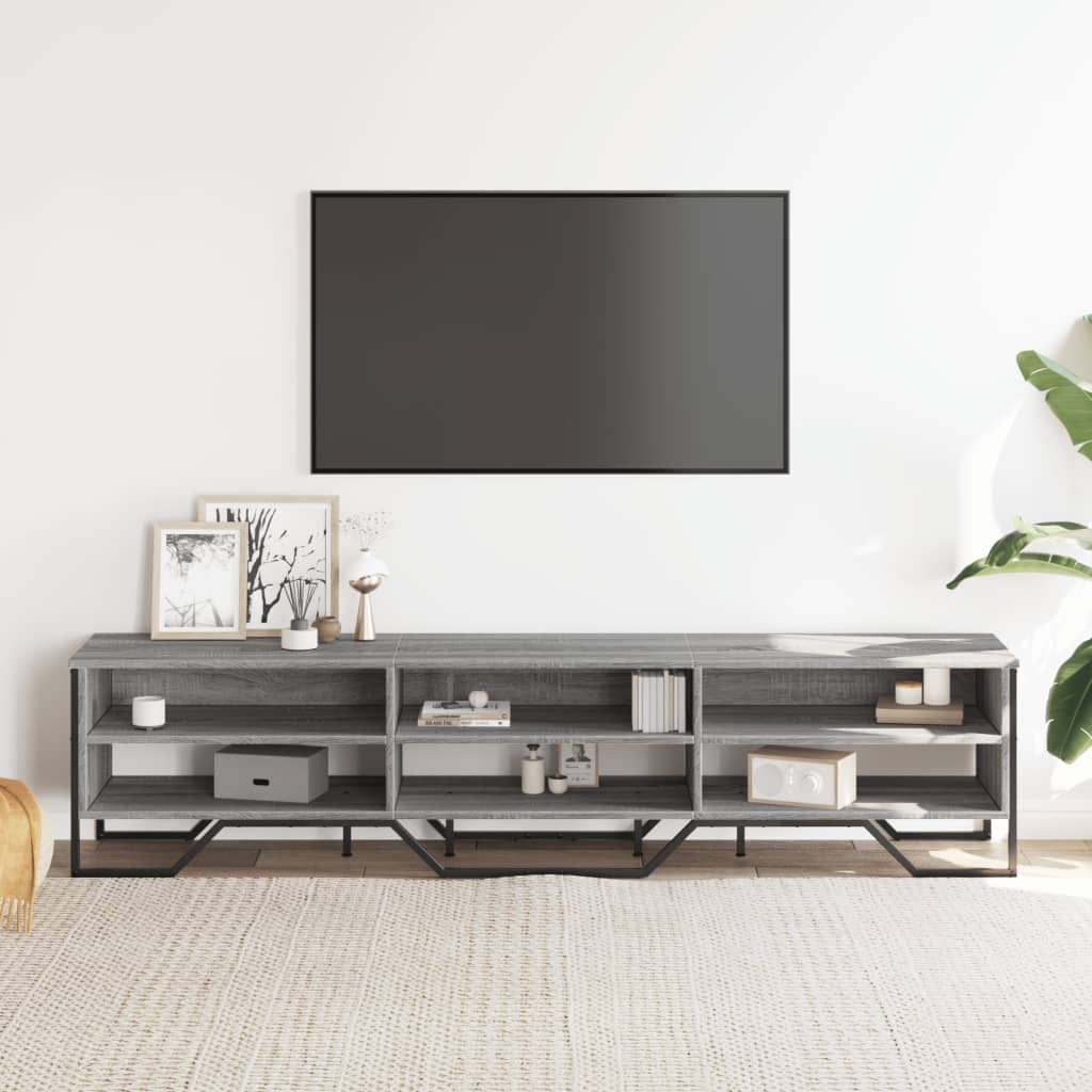 Έπιπλο Τηλεόρασης Γκρι Sonoma 180x34x41 εκ. από Επεξεργ. Ξύλο