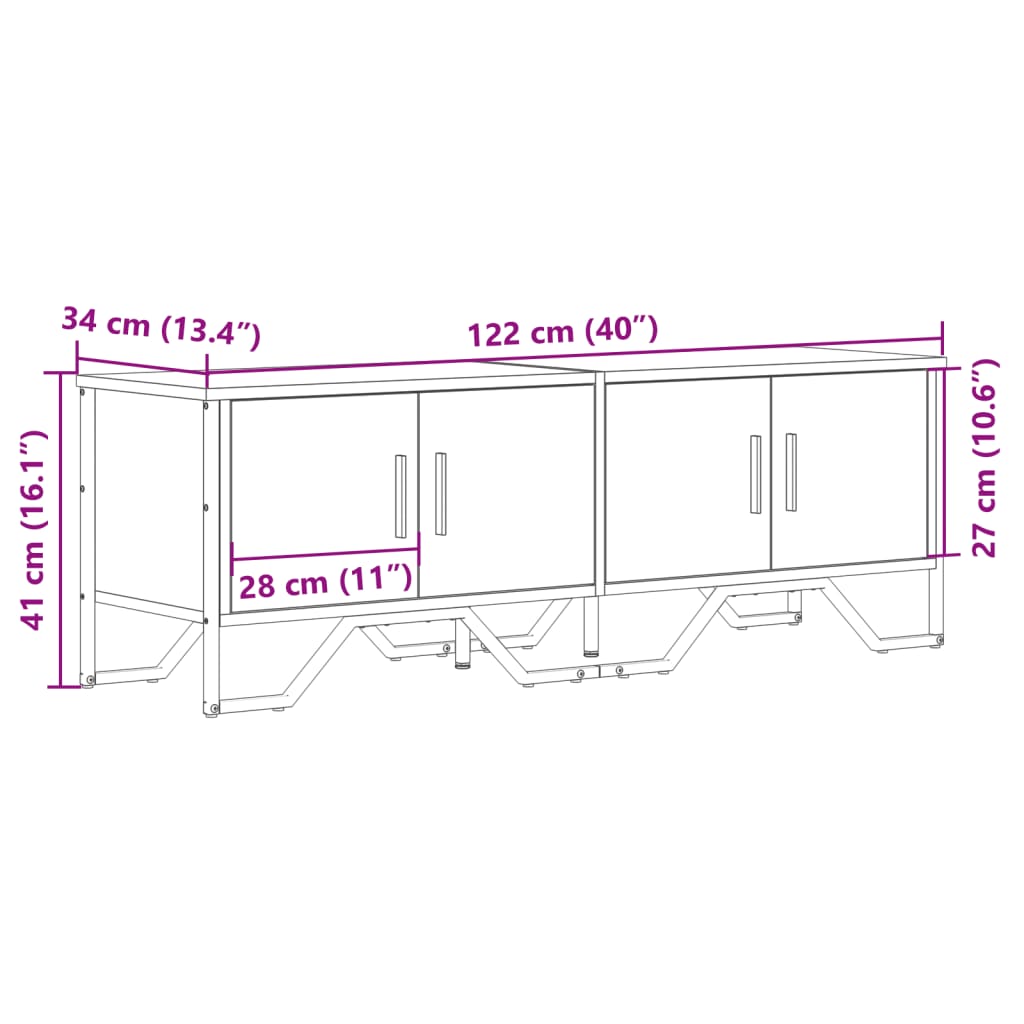Έπιπλο Τηλεόρασης Sonoma Δρυς 122x34x41 εκ. Επεξεργασμένο Ξύλο