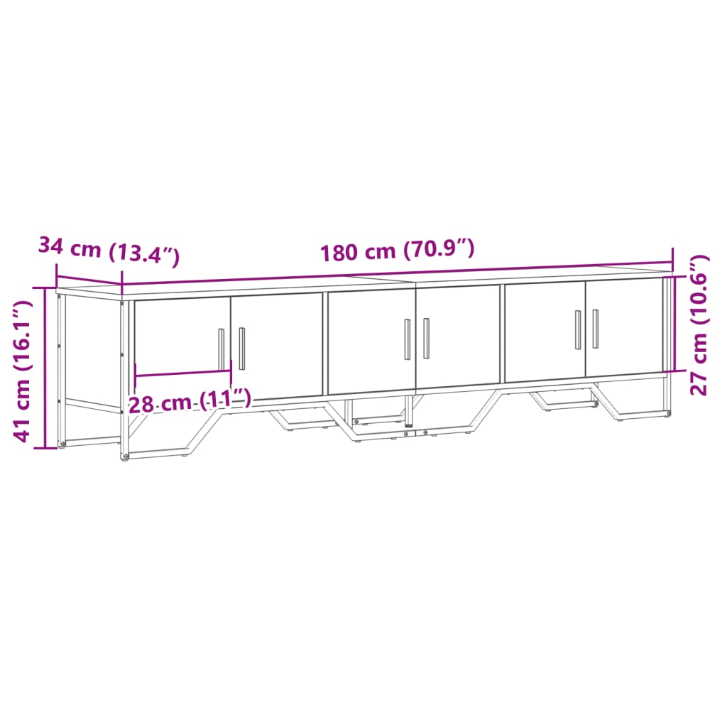 Έπιπλο Τηλεόρασης Καπνιστή Δρυς 180x34x41 εκ. Επεξ. Ξύλο