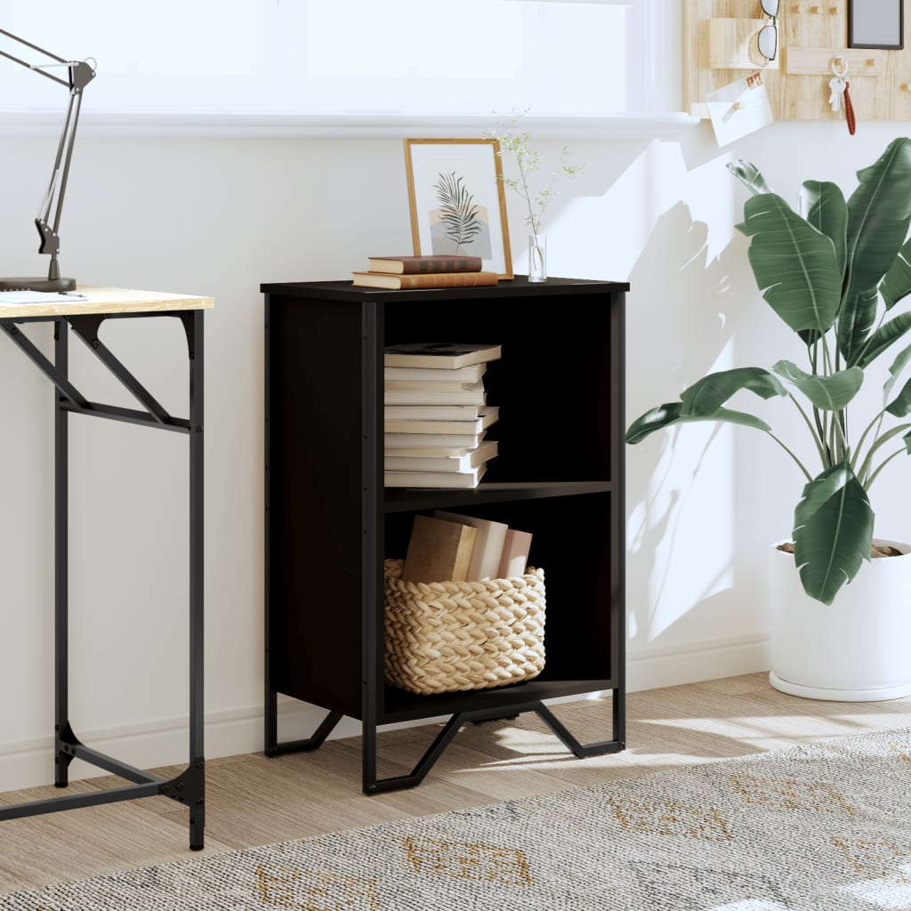 Βιβλιοθήκη Μαύρη 50x31x74,5 εκ. από Επεξεργασμένο Ξύλο