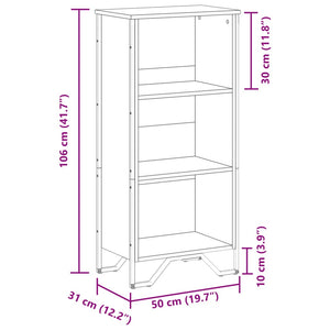 Βιβλιοθήκη Καπνιστή Δρυς 50x31x106 εκ. από Επεξεργασμένο Ξύλο