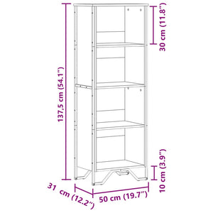 Βιβλιοθήκη Καπνιστή Δρυς 50x31x137,5 εκ. από Επεξεργασμένο Ξύλο