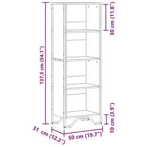 Βιβλιοθήκη Καφέ Δρυς 50x31x137,5 εκ. από Επεξεργασμένο Ξύλο
