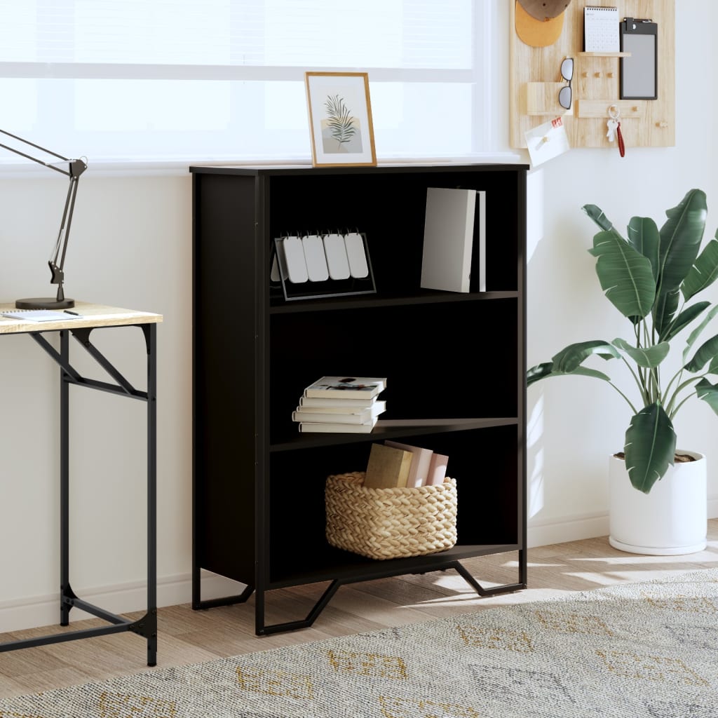 Βιβλιοθήκη Μαύρη 80x31x106 εκ. από Επεξεργασμένο Ξύλο - Pakobazaar