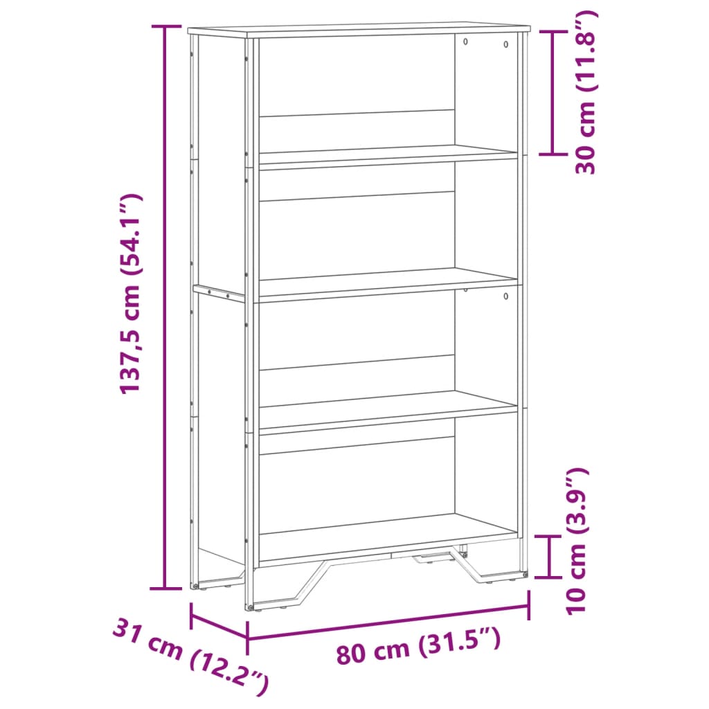 Βιβλιοθήκη Sonoma Δρυς 80x31x137,5 εκ. από Επεξεργασμένο Ξύλο