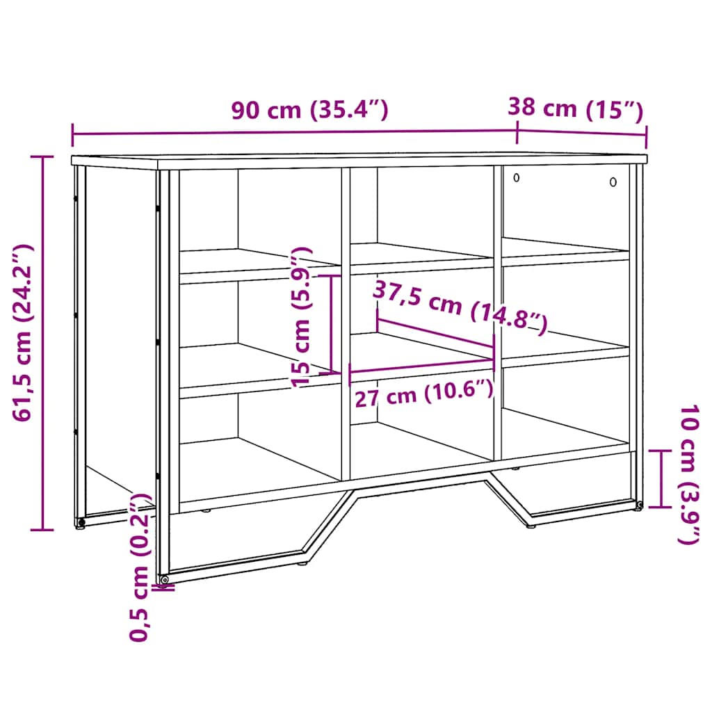 Παπουτσοθήκη Γκρι Sonoma 90x38x61,5 εκ. από Επεξεργασμένο Ξύλο - Pakobazaar