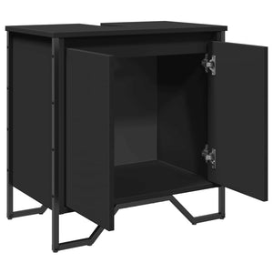 Ντουλάπι Νιπτήρα Μπάνιου Μαύρο 60x35x60 εκ. Επεξεργασμένο Ξύλο - Pakobazaar