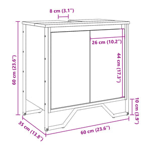Ντουλάπι Νιπτήρα Μπάνιου Καπνιστή Δρυς 60x35x60 εκ. Επεξ. Ξύλο - Pakobazaar