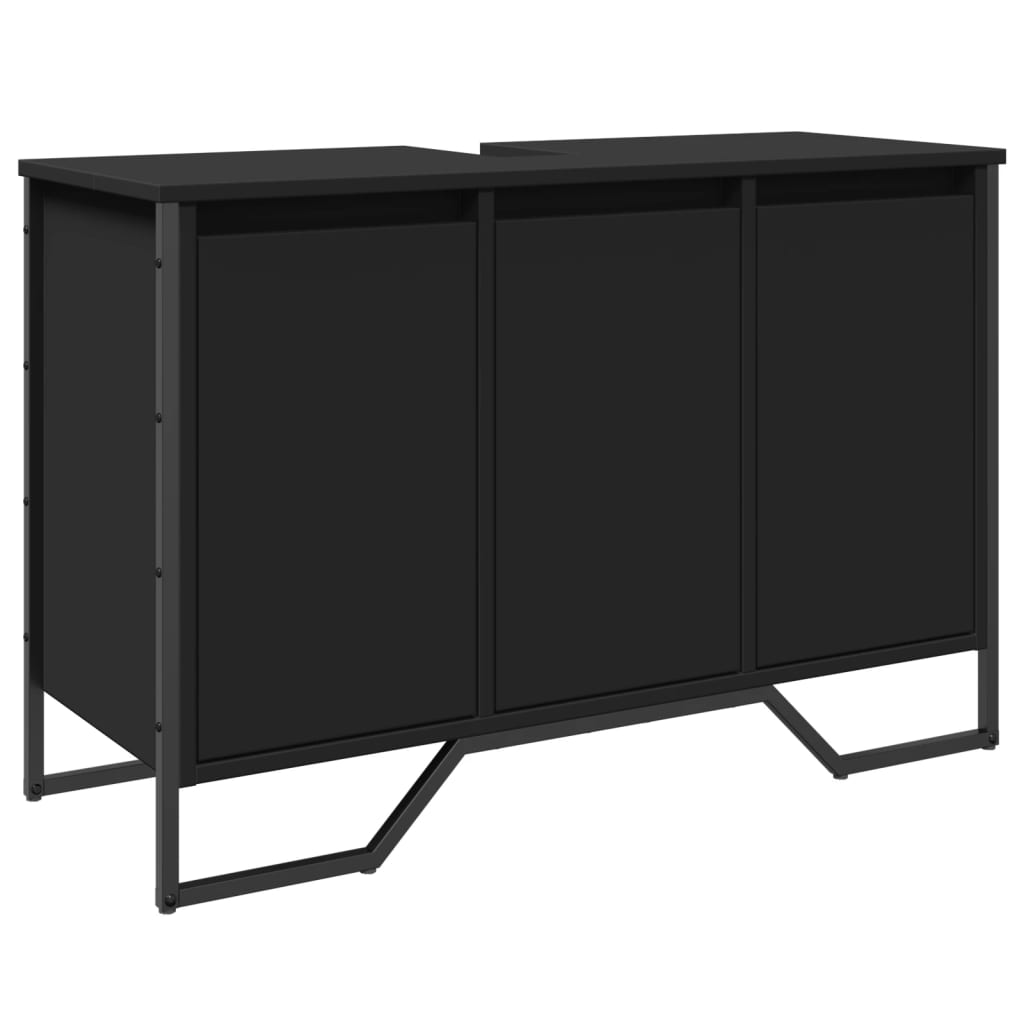 Ντουλάπι Νιπτήρα Μπάνιου Μαύρο 91x35x60 εκ. Επεξεργασμένο Ξύλο