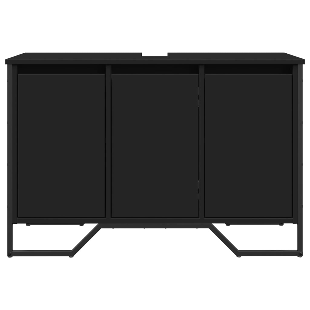 Ντουλάπι Νιπτήρα Μπάνιου Μαύρο 91x35x60 εκ. Επεξεργασμένο Ξύλο