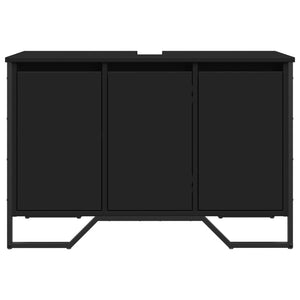 Ντουλάπι Νιπτήρα Μπάνιου Μαύρο 91x35x60 εκ. Επεξεργασμένο Ξύλο