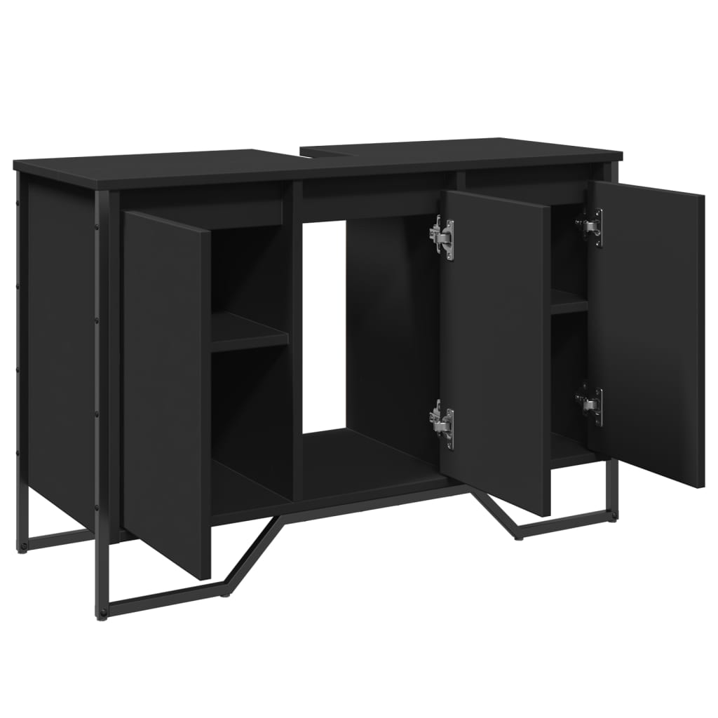 Ντουλάπι Νιπτήρα Μπάνιου Μαύρο 91x35x60 εκ. Επεξεργασμένο Ξύλο - Pakobazaar