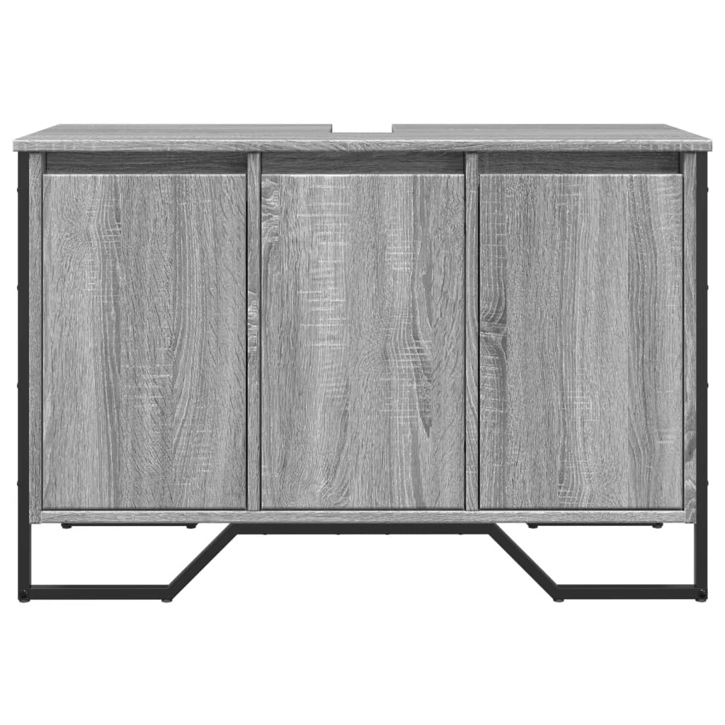 Ντουλάπι Νιπτήρα Μπάνιου Γκρι Sonoma 91x35x60 εκ. Επεξ. Ξύλο