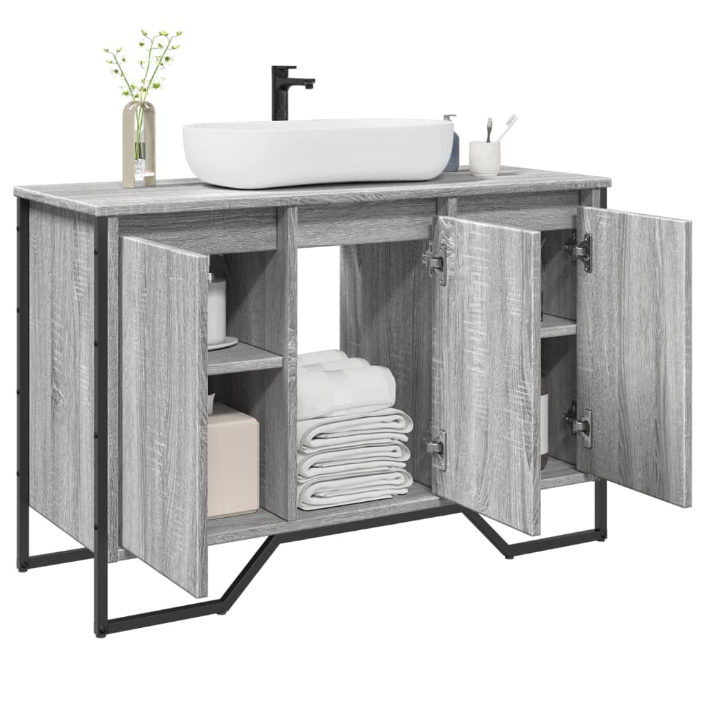 Ντουλάπι Νιπτήρα Μπάνιου Γκρι Sonoma 91x35x60 εκ. Επεξ. Ξύλο