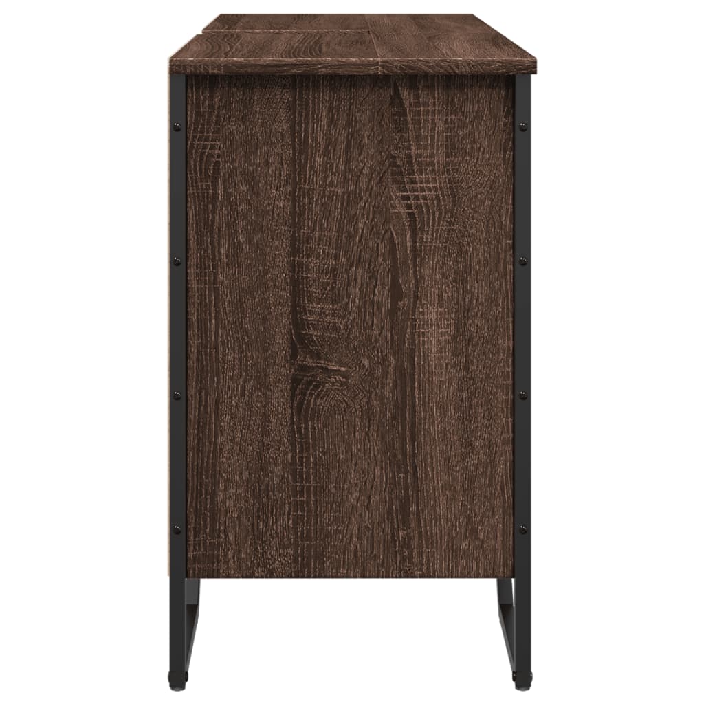 Ντουλάπι Νιπτήρα Μπάνιου Καφέ Δρυς 91x35x60 εκ. Επεξ. Ξύλο