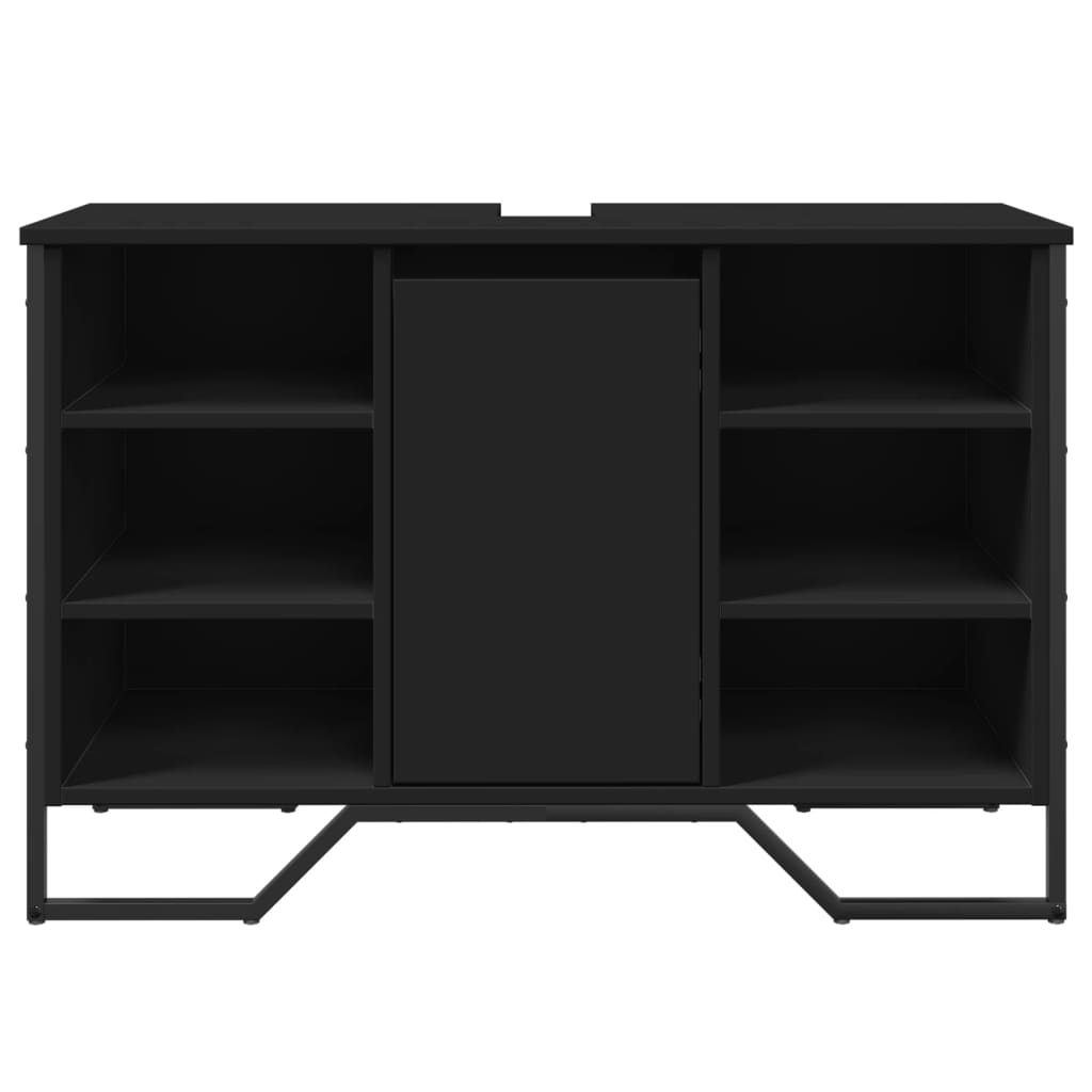 Ντουλάπι Νιπτήρα Μπάνιου Μαύρο 91x35x60 εκ. Επεξεργασμένο Ξύλο - Pakobazaar