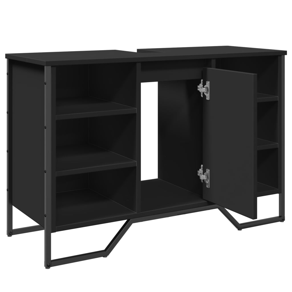 Ντουλάπι Νιπτήρα Μπάνιου Μαύρο 91x35x60 εκ. Επεξεργασμένο Ξύλο - Pakobazaar