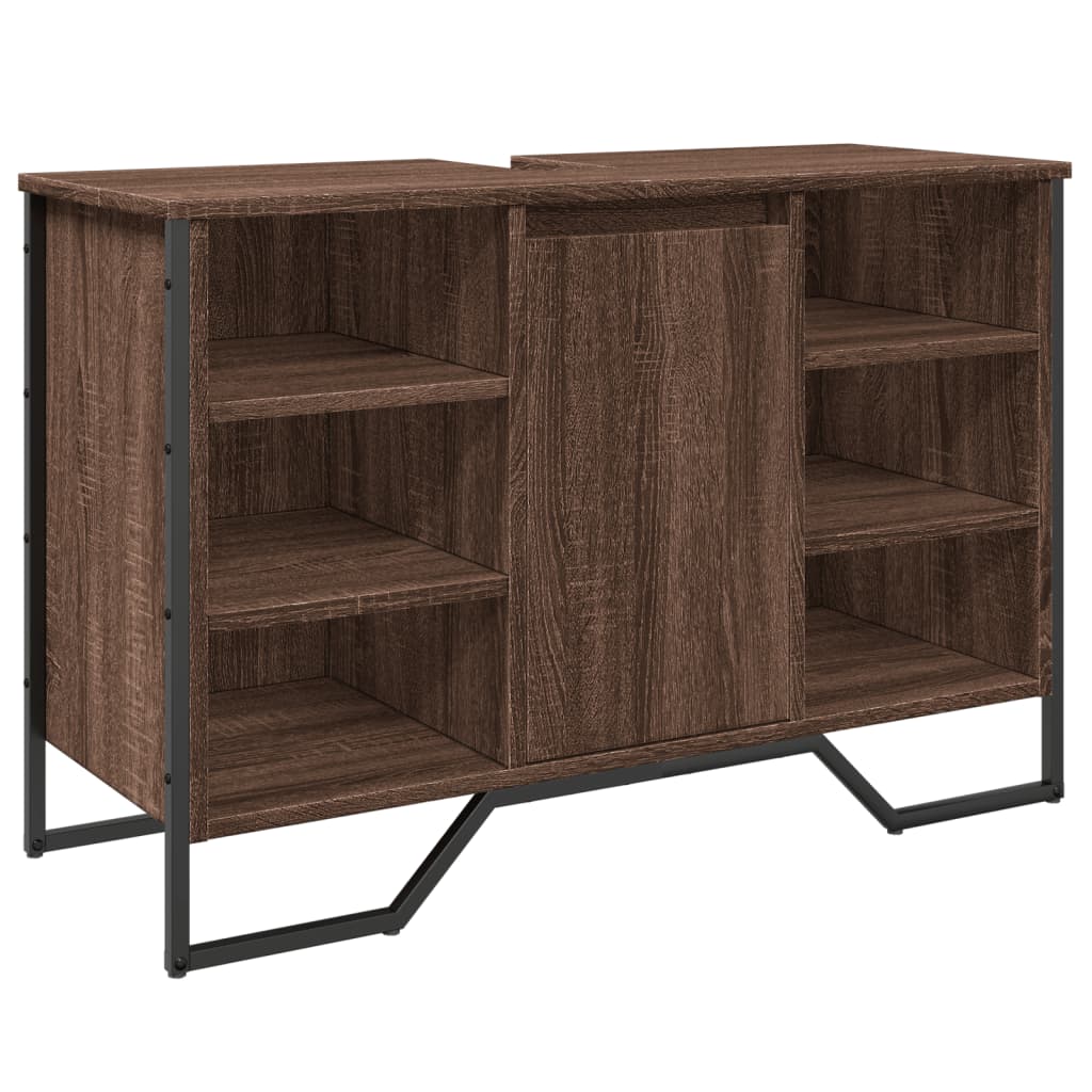 Ντουλάπι Νιπτήρα Μπάνιου Καφέ Δρυς 91x35x60 εκ. Επεξ. Ξύλο