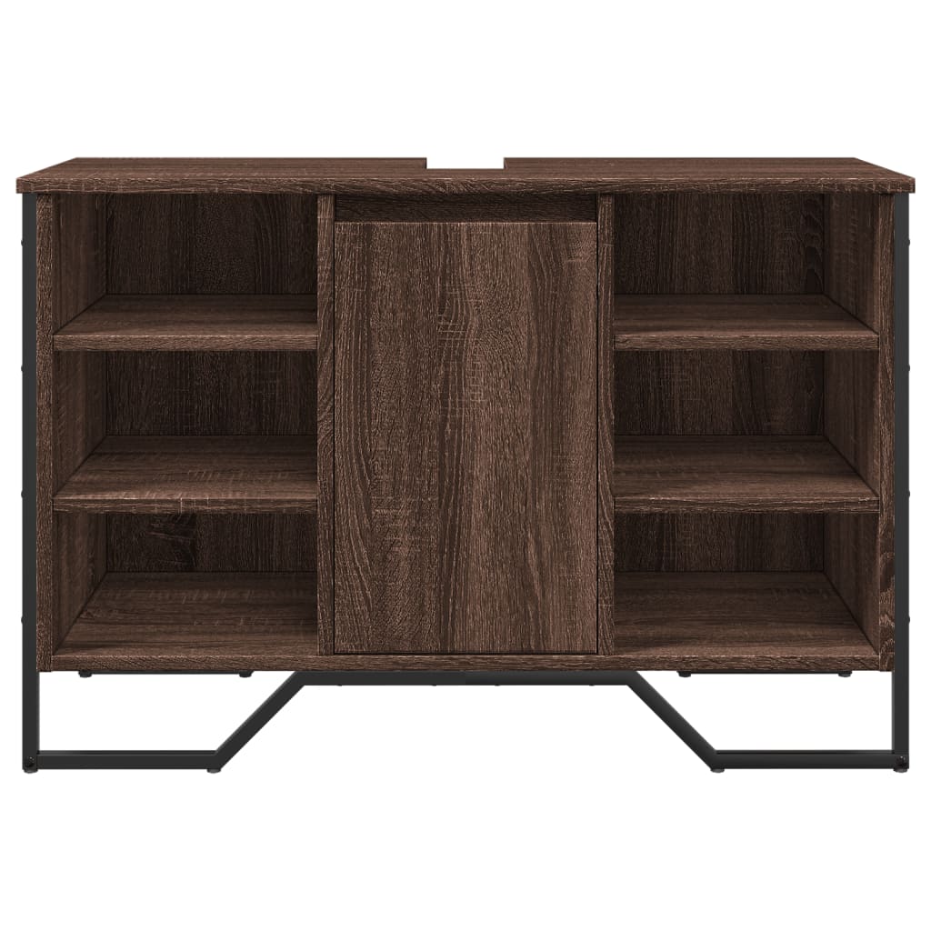 Ντουλάπι Νιπτήρα Μπάνιου Καφέ Δρυς 91x35x60 εκ. Επεξ. Ξύλο