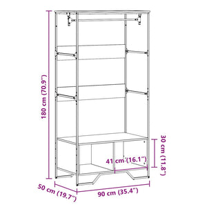 Ντουλάπα Μαύρη 90 x 50 x 180 εκ. από Επεξ. Ξύλο - Pakobazaar