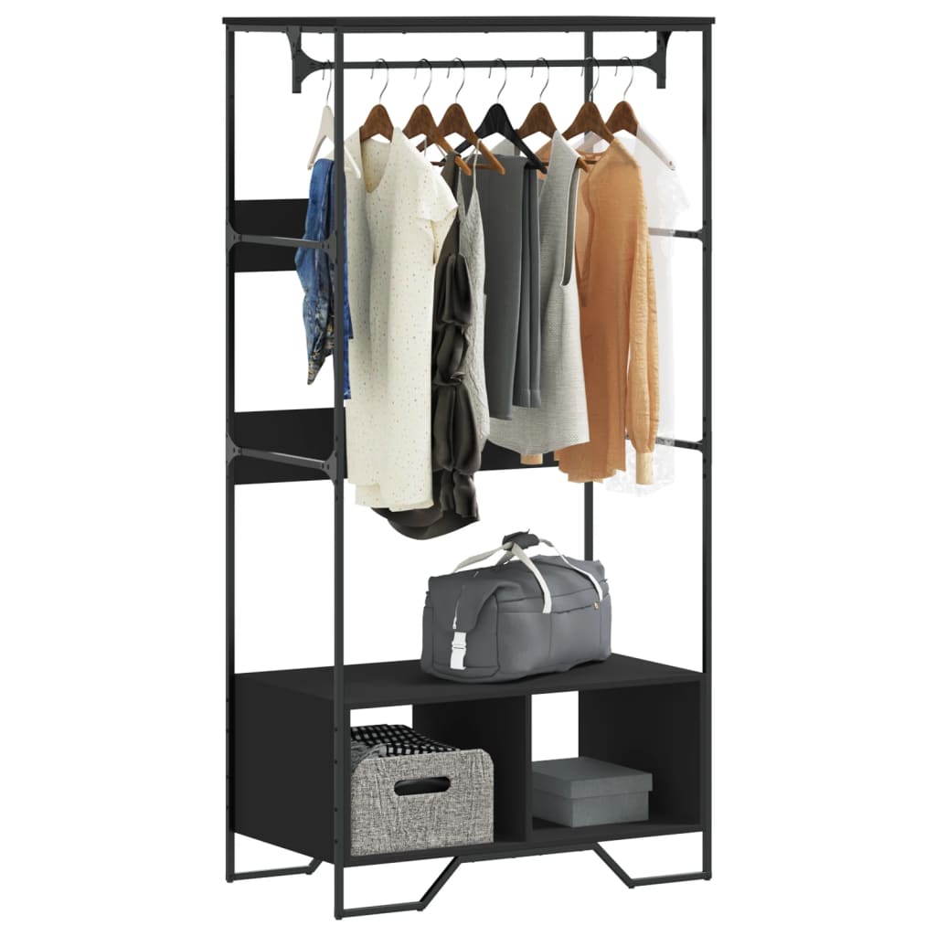 Ντουλάπα Μαύρη 90 x 50 x 180 εκ. από Επεξ. Ξύλο - Pakobazaar