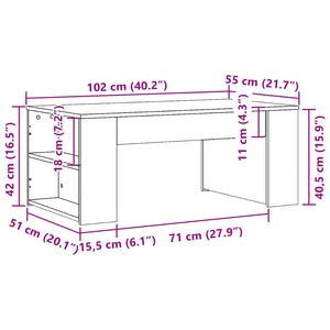Τραπεζάκι Σαλονιού Sonoma Δρυς 102x55x42 εκ. Επεξεργασμένο Ξύλο - Pakobazaar