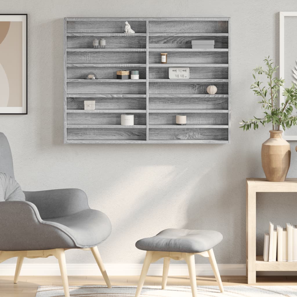 Βιτρίνα Γκρι Sonoma 100x8,5x75 εκ. από Επεξεργασμένο Ξύλο