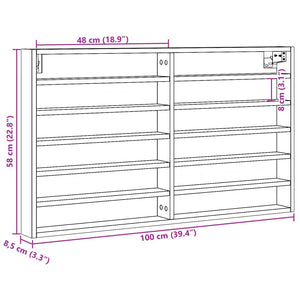 Βιτρίνα Γκρι Sonoma 100x8,5x58 εκ. από Επεξεργασμένο Ξύλο