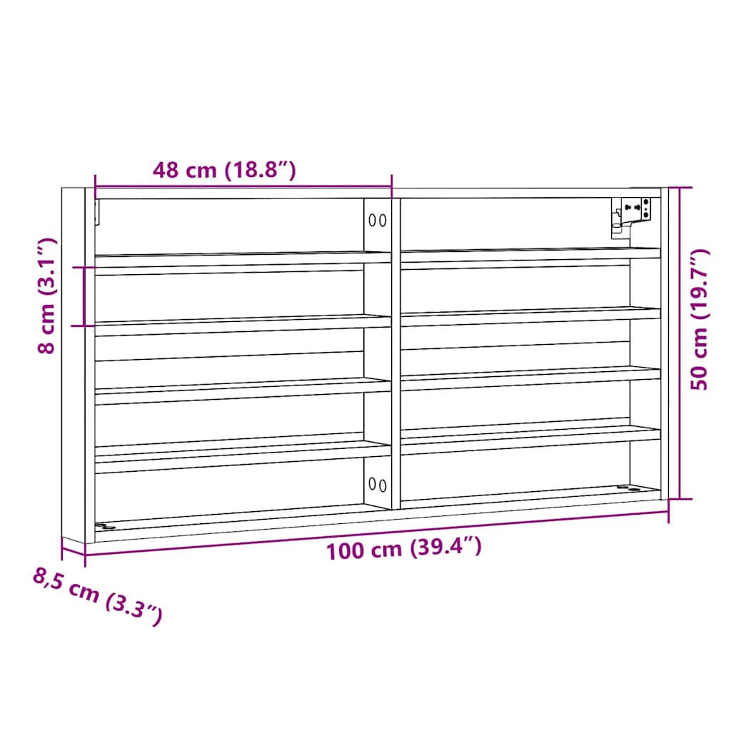 Βιτρίνα Γκρι Sonoma 100x8,5x50 εκ. από Επεξεργασμένο Ξύλο - Pakobazaar