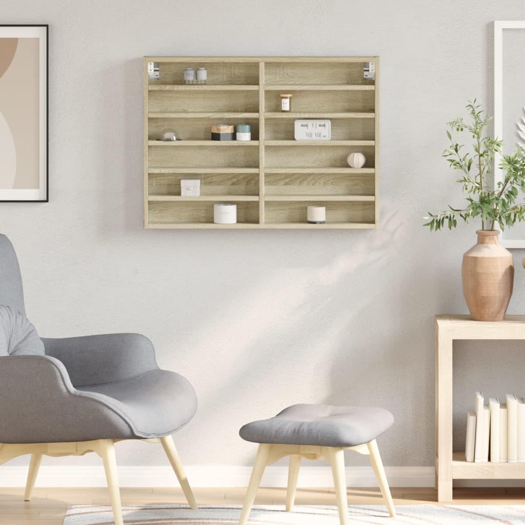 Βιτρίνα Χρώμα Sonoma Δρυς 80x8,5x58 εκ. από Επεξεργασμένο Ξύλο